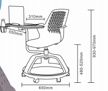 Writing tablet PC lecture chair metal frame plastic seat student chairs with writing pad