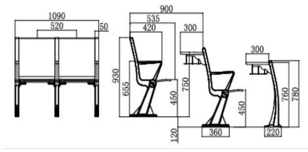 Classroom reading college step chair wood backrest high school furniture student Ladder Lecture Hall chairs