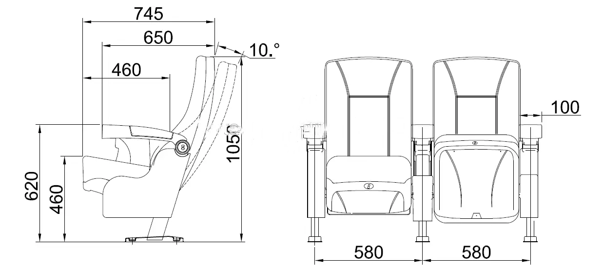 Single seater 4d armrest for modern cinema chair commercial concert hall folds movie theater seats