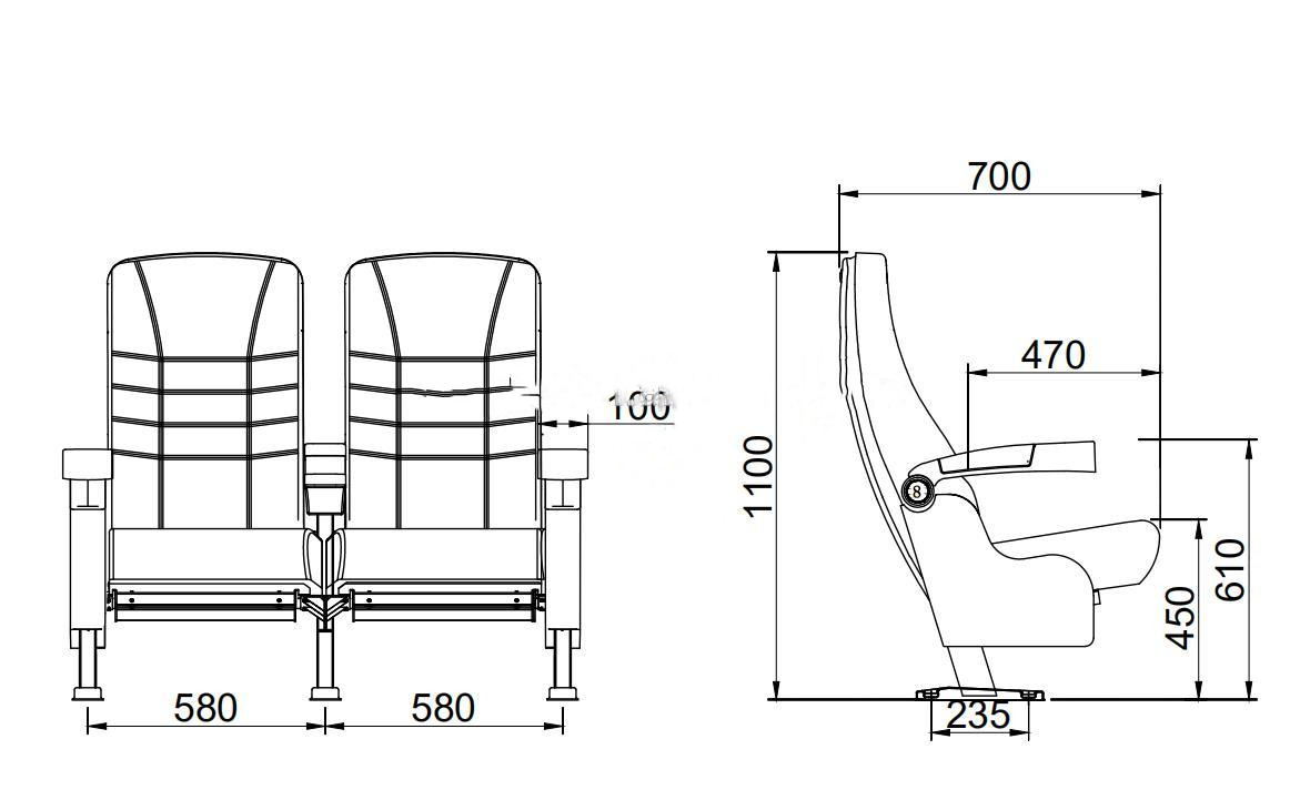 Pattern folded auditorium home theater chair audience movie recliner commercial cinema seating