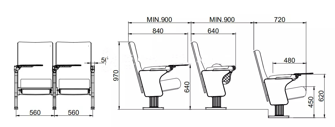 Aluminium alloy auditorium meeting room lecture hall chair folding college student purple theater chairs