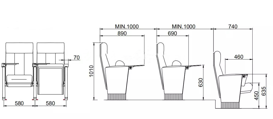 High density PU recliner cinema auditorium seat standard size meeting room lecture hall folding auditorium theater chair