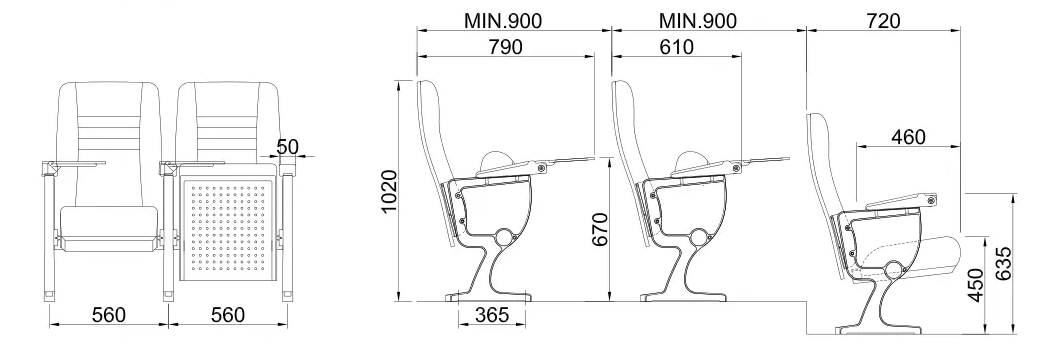 Government university lecture VIP hall chair standard size church folds auditorium theater chairs