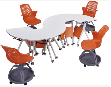 Foldable Student Desks Trapezoid Shape Folding Table Mobile Callaborative Tables WX03 P8