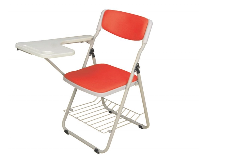 school student studying folding chair training plastic chairs with writing pad and book basket