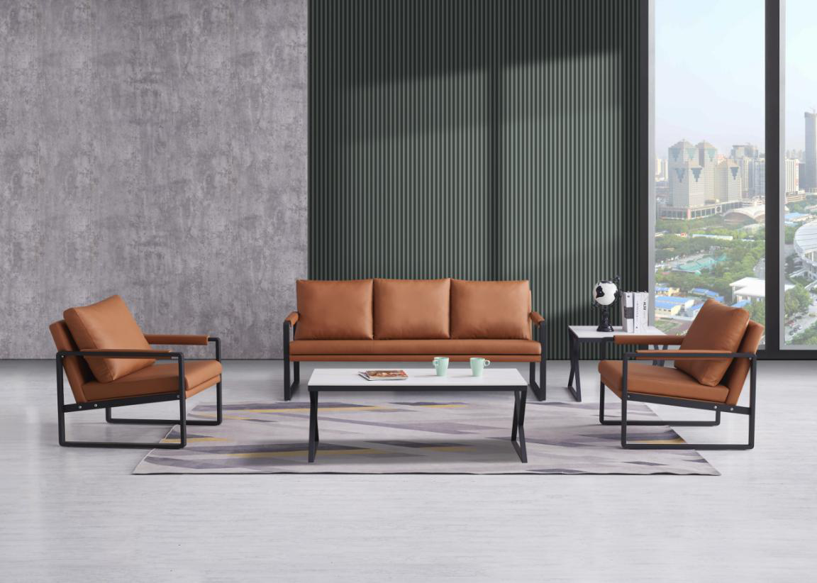Manufacture High Quality Modern Leather Office Sofa Set PU leather