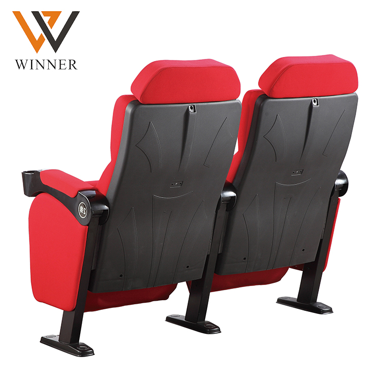 Metal outdoor theater recline seating rocking modern hall folding cinema chair with cup-holder