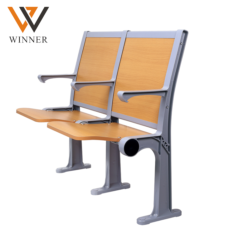 student furniture fold university ladder hall chairs wooden backrest 2-seater school college step chairs with armrest