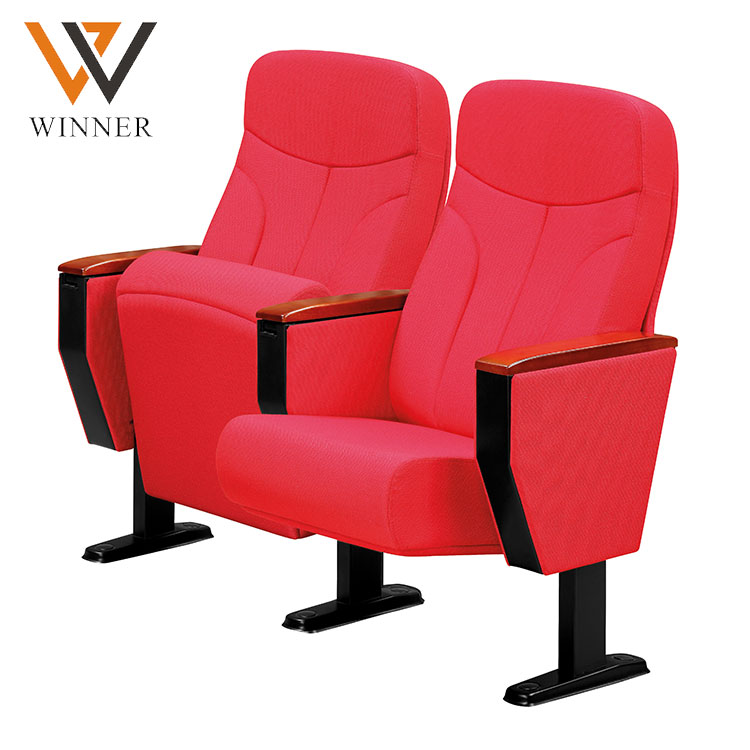 Auditorium chair  cherry color with armrest W612