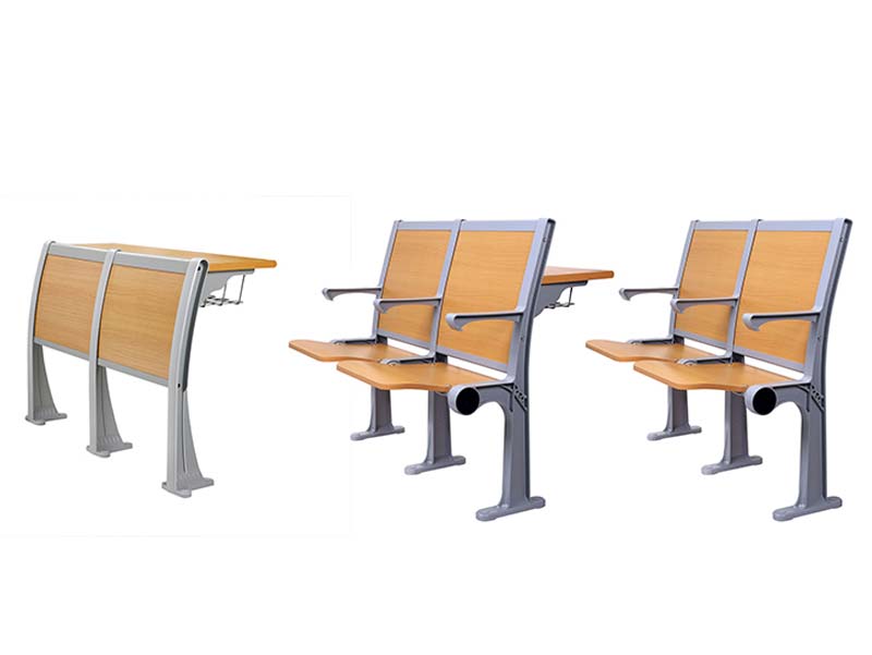 student furniture fold university ladder hall chairs wooden backrest 2-seater school college step chairs with armrest