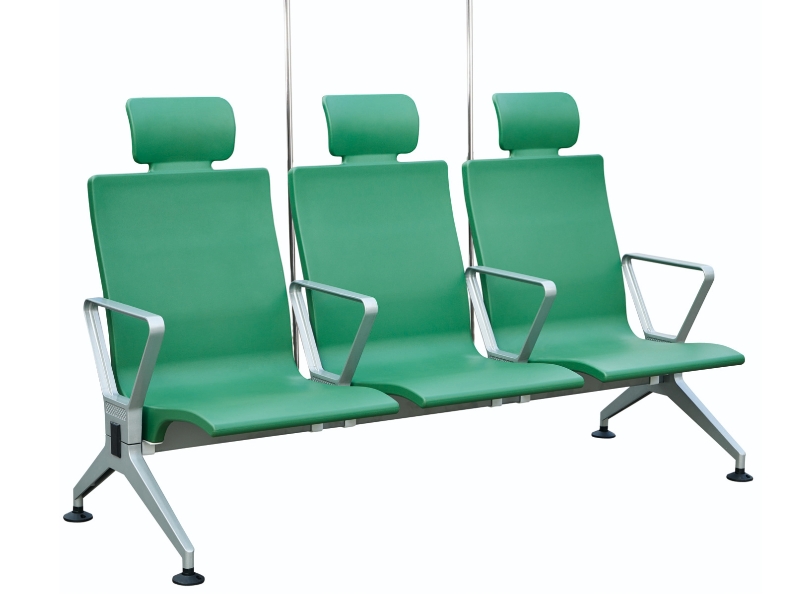 3 seat metal chair PU leather cushion waiting room chairs gang link lounge waiting chair for hospital airport office