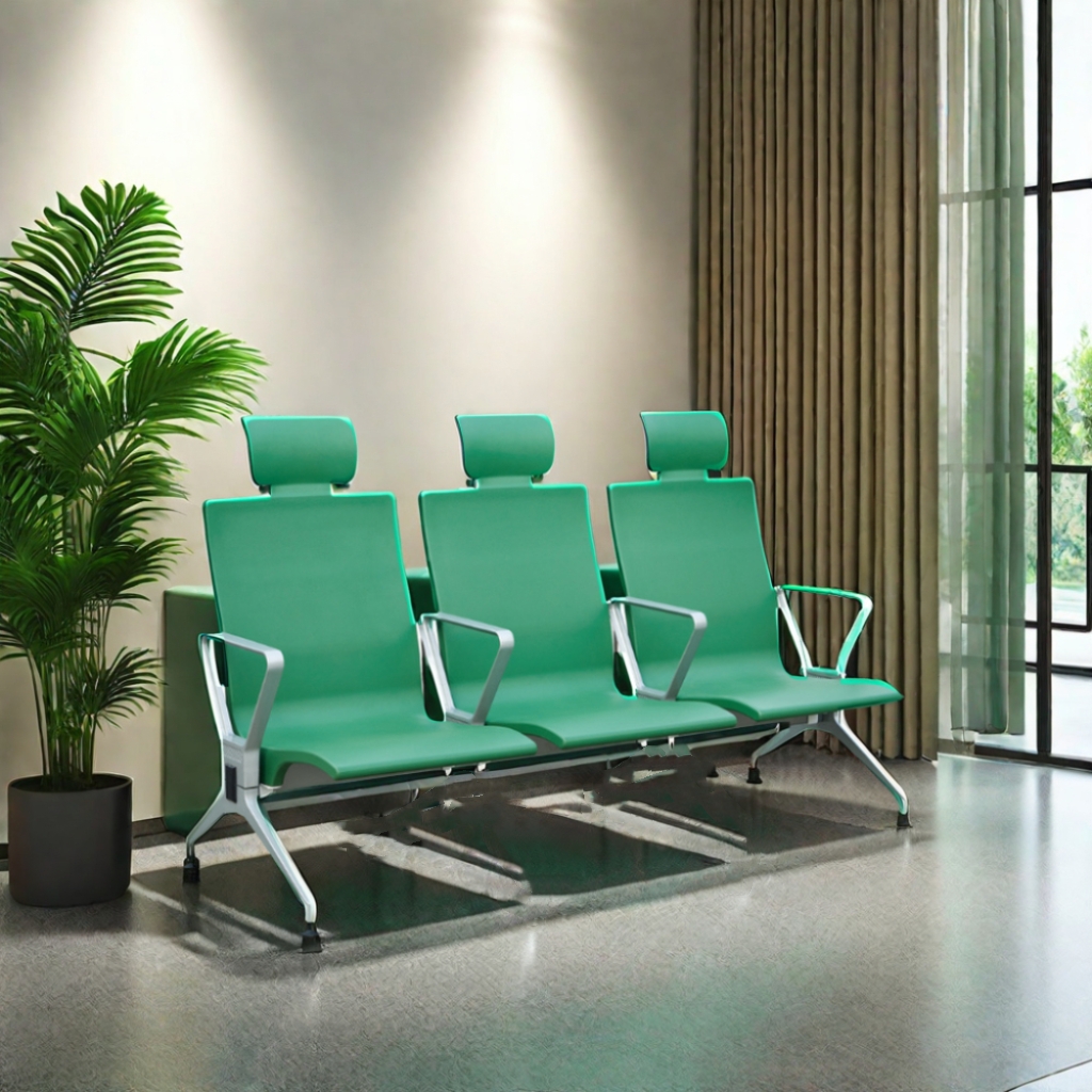 3 seat metal chair PU leather cushion waiting room chairs gang link lounge waiting chair for hospital airport office