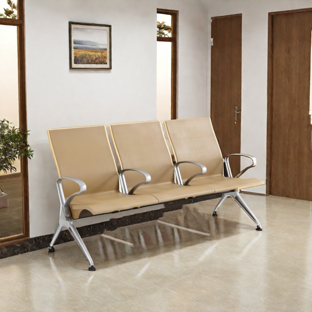 Bus station waiting area chair Hospital airport 3-seater waiting chair with PU packing modern public chair