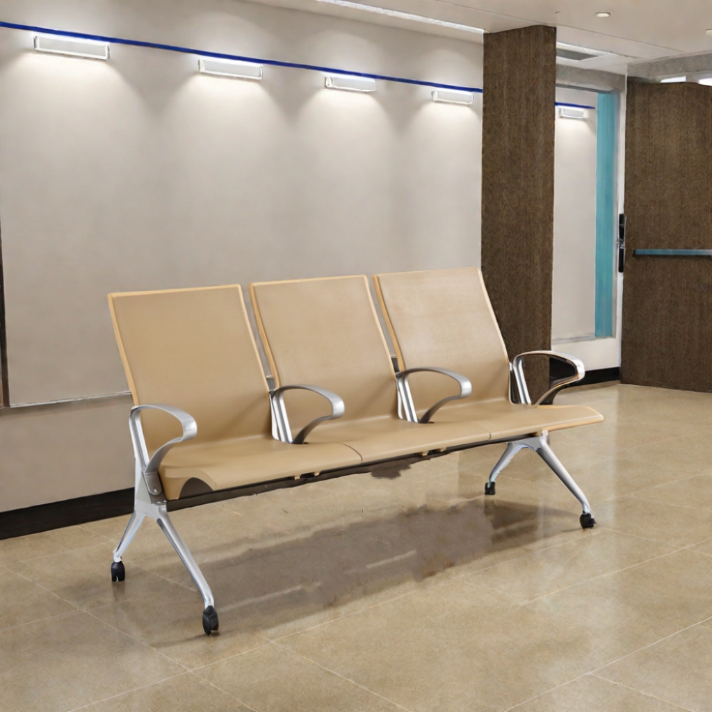 Bus station waiting area chair Hospital airport 3-seater waiting chair with PU packing modern public chair