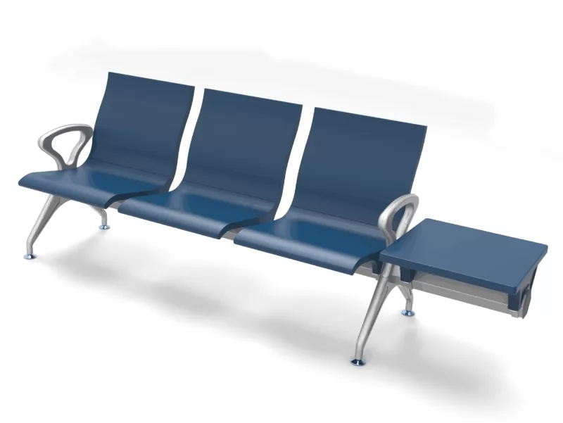 Factory direct stainless steel waiting chairs reinforced and thickened public seats airport PU waiting chair with table