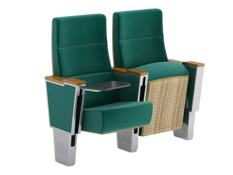 Matel Modern Auditorium Chair Writing Pad Multi-Application Theater School Church Cinema Wood Fabric