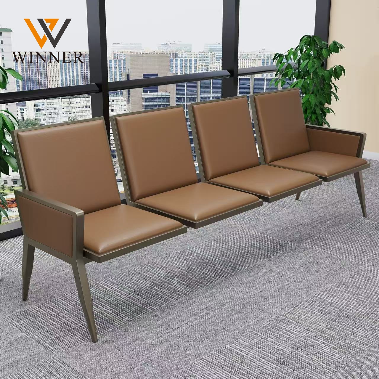 Modern Design Metal PVC Cushion Waiting Chair for Clinics Banks Office & Hospital Waiting Rooms Public Bench & Sofa
