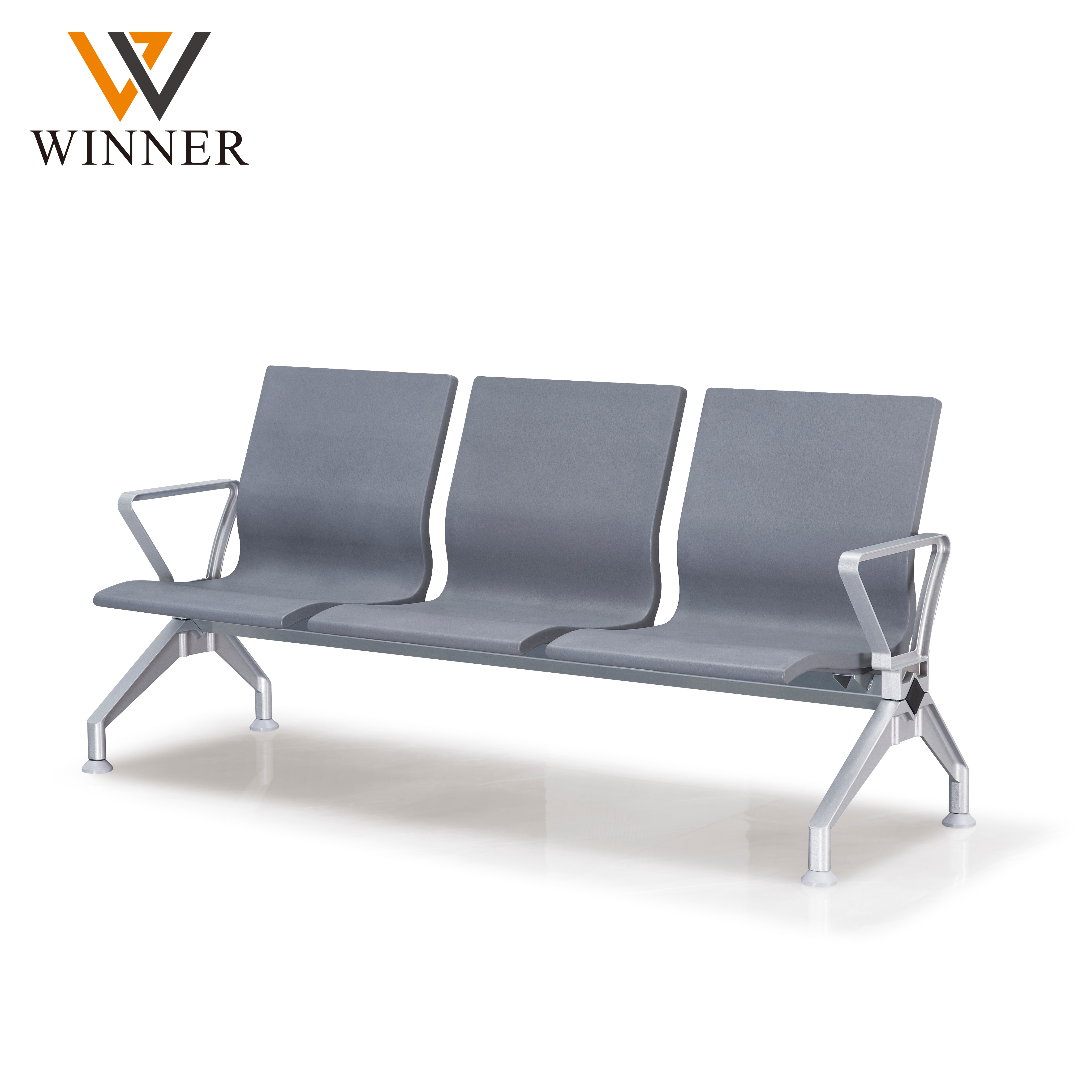Modern 3 Seater Airport Waiting Chair PU Cushion Aluminum Legs Commercial Bench for Hospital Clinic Airport Terminal Train Station Lobby Reception Supplier