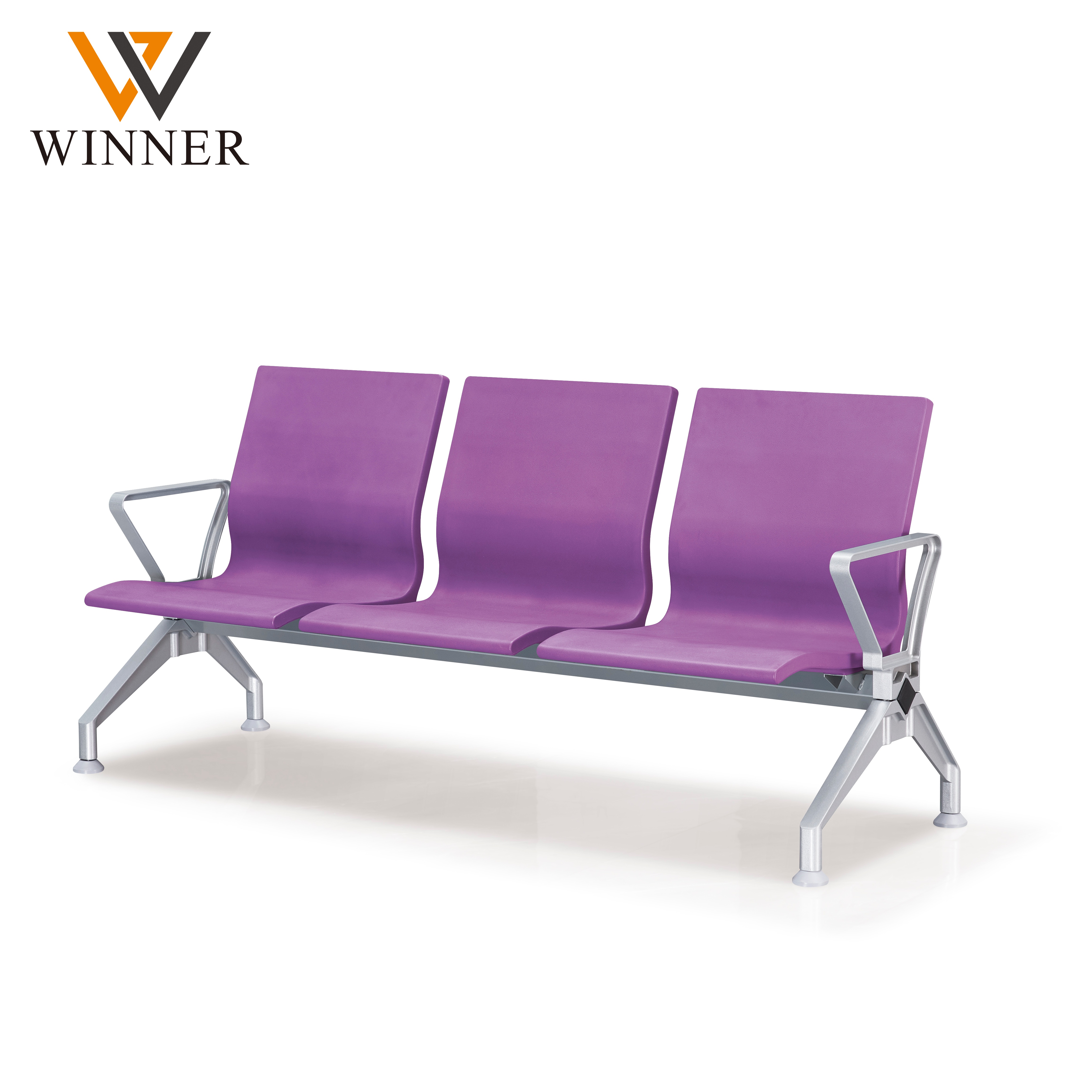 Modern 3 Seater Airport Waiting Chair PU Cushion Aluminum Legs Commercial Bench for Hospital Clinic Airport Terminal Train Station Lobby Reception Supplier