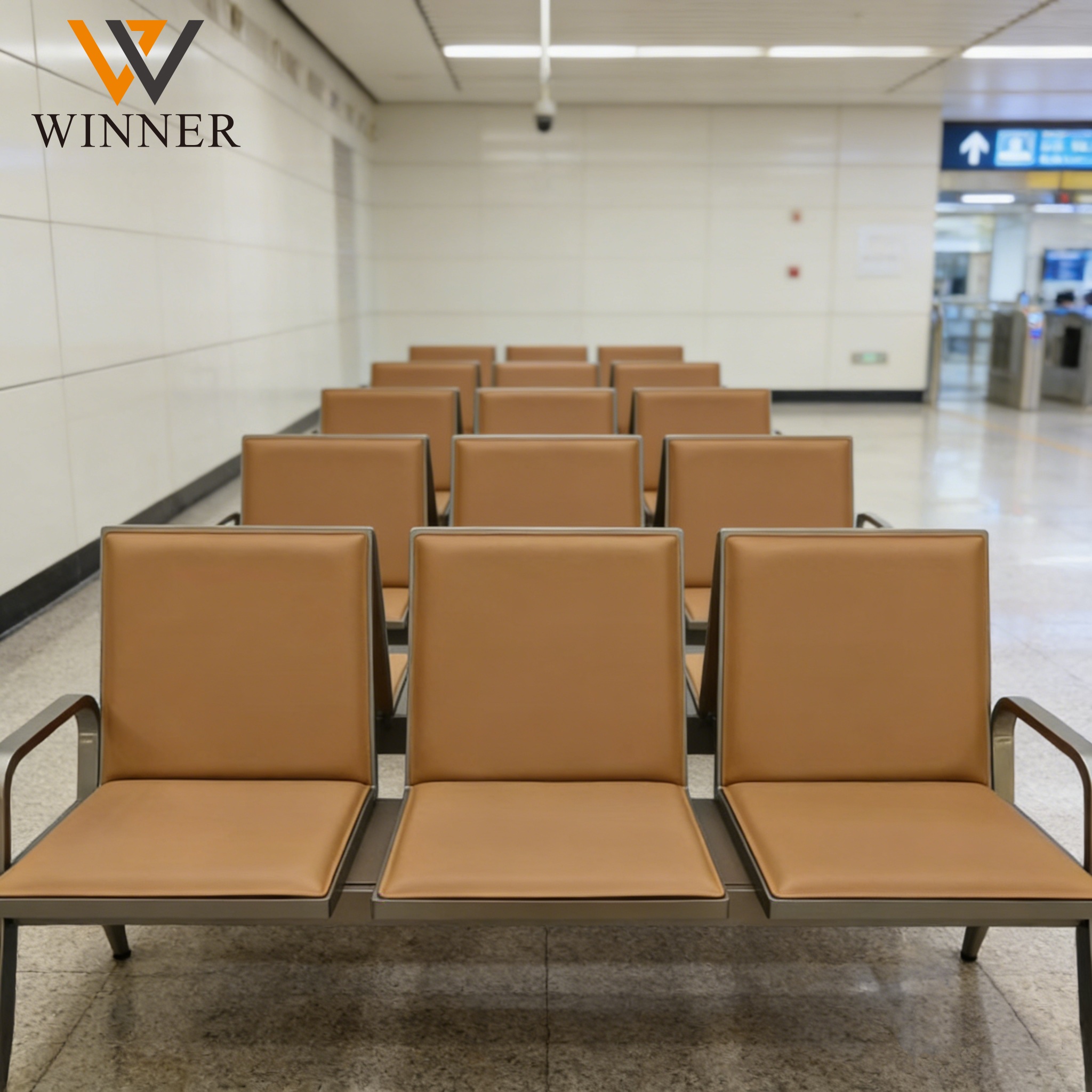 Modern Airport Waiting Chair 2 3 4 Seater  Airport Subway Lobby Wait Area Waiting Chair Bench With Leather Seat Cushions