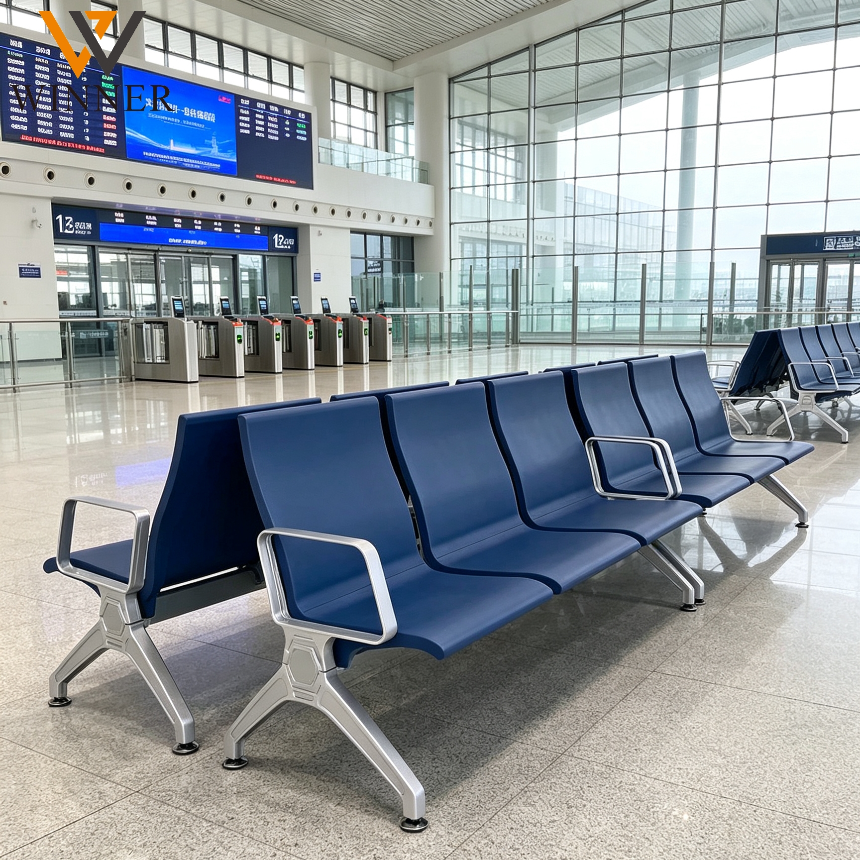 2 3 4 5 Seater PU Waiting Chair Hexagonal Airport Chair for Airport Lounge Terminal Waiting Room Area Reception Factory Direct