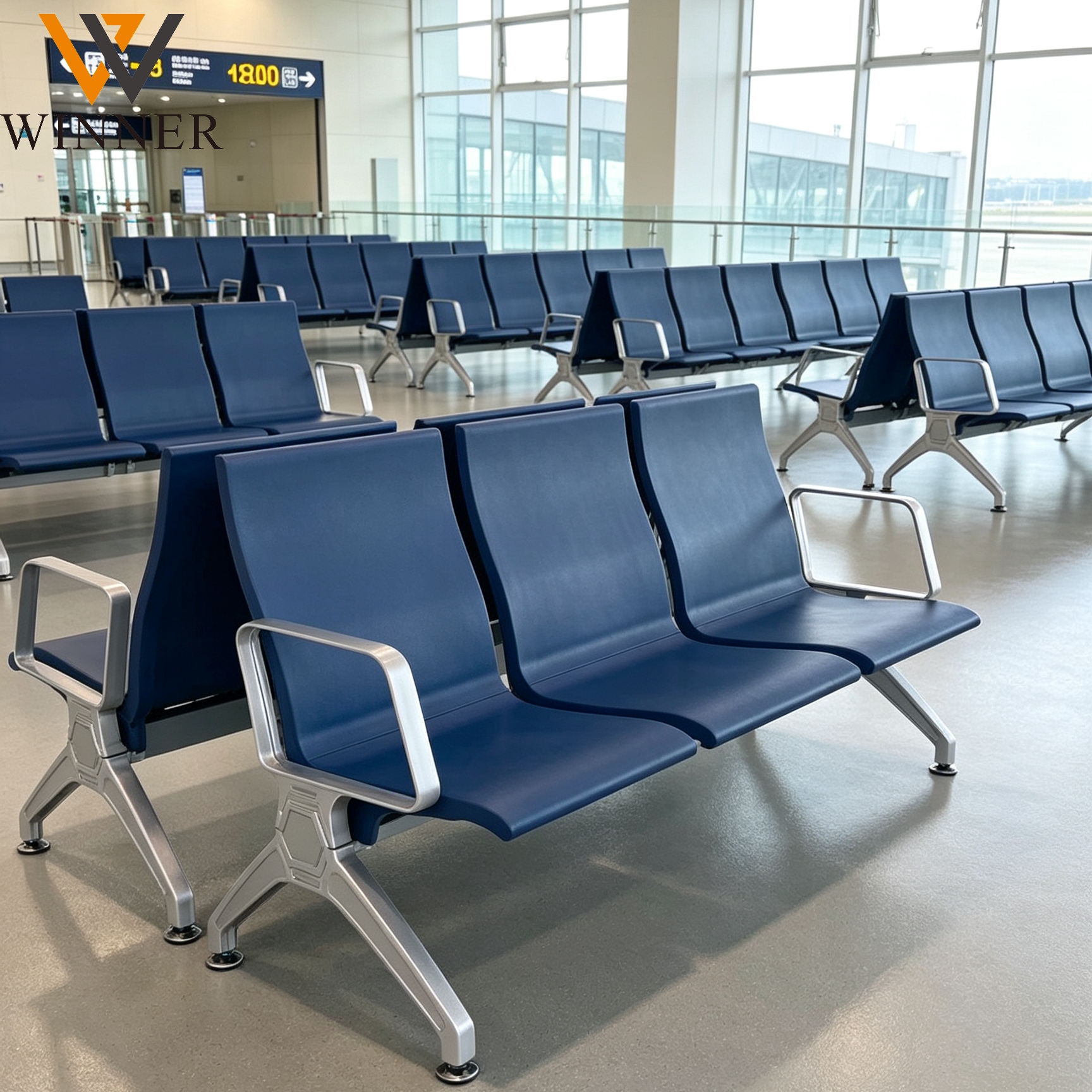 2 3 4 5 Seater PU Waiting Chair Hexagonal Airport Chair for Airport Lounge Terminal Waiting Room Area Reception Factory Direct