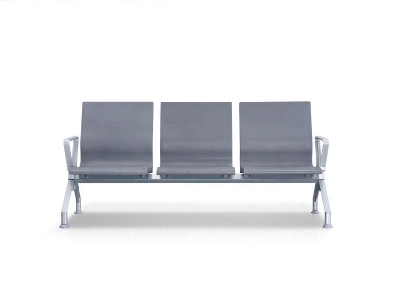 Modern 3 Seater Airport Waiting Chair PU Cushion Aluminum Legs Commercial Bench for Hospital Clinic Airport Terminal Train Station Lobby Reception Supplier