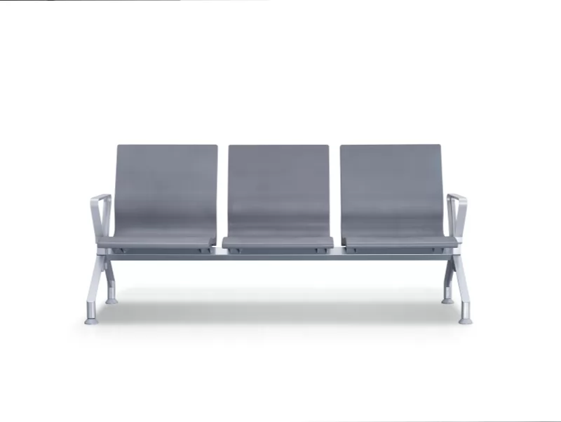 Modern 3 Seater Airport Waiting Chair PU Cushion Aluminum Legs Commercial Bench for Hospital Clinic Airport Terminal Train Station Lobby Reception Supplier