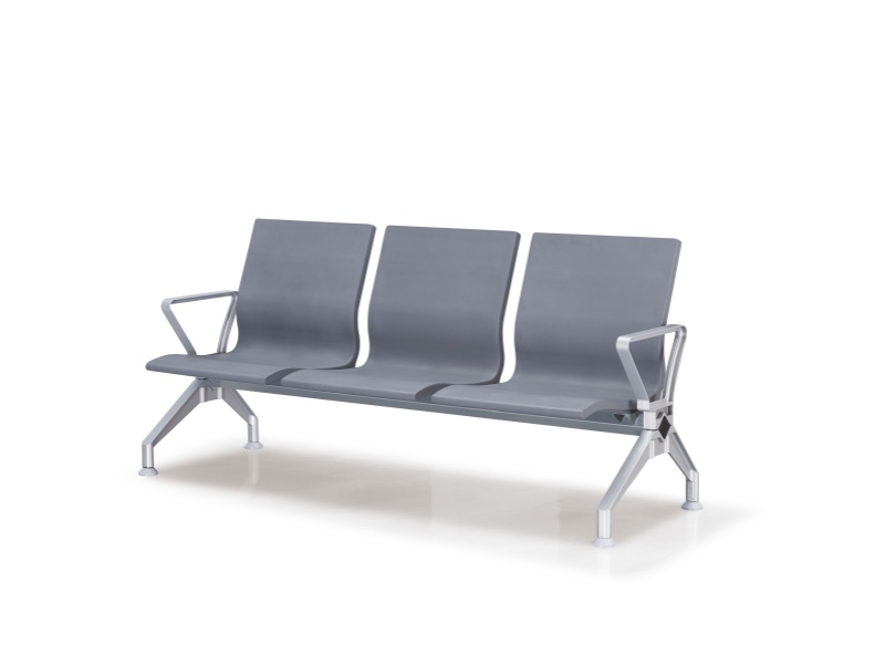 Modern 3 Seater Airport Waiting Chair PU Cushion Aluminum Legs Commercial Bench for Hospital Clinic Airport Terminal Train Station Lobby Reception Supplier