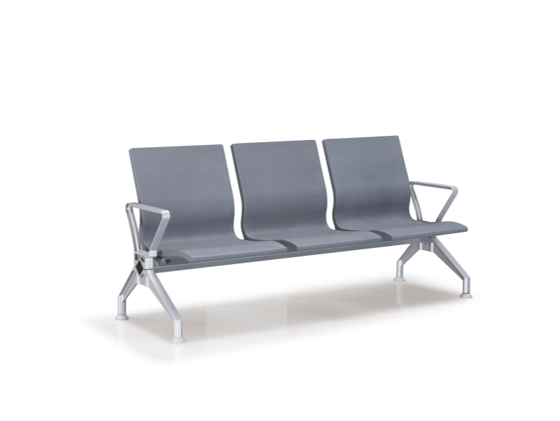 Modern 3 Seater Airport Waiting Chair PU Cushion Aluminum Legs Commercial Bench for Hospital Clinic Airport Terminal Train Station Lobby Reception Supplier