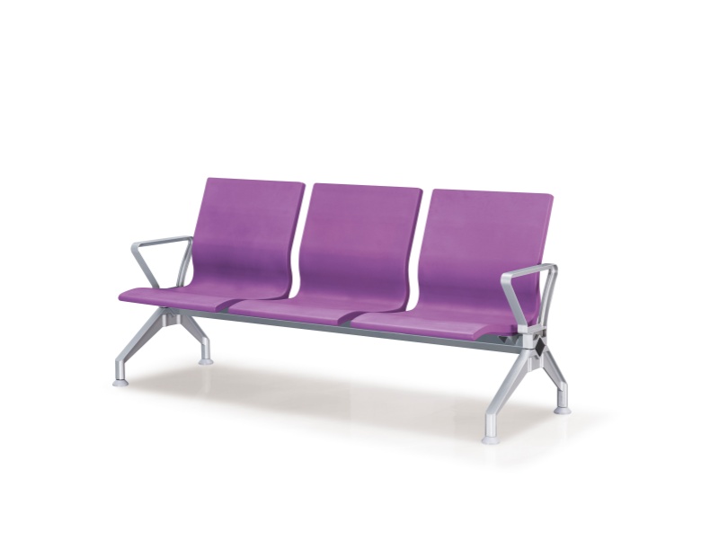 Modern 3 Seater Airport Waiting Chair PU Cushion Aluminum Legs Commercial Bench for Hospital Clinic Airport Terminal Train Station Lobby Reception Supplier