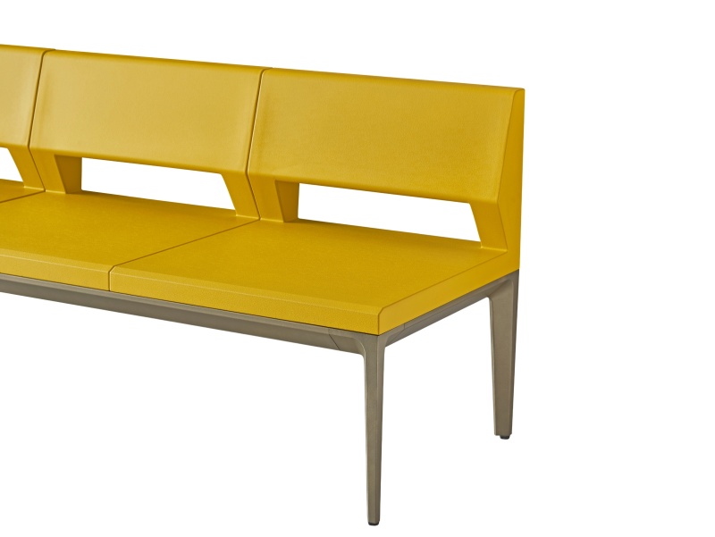 Commercial Metal Waiting Chair Public 3 4 5 Seaters PU Leather Seat Bench for Airport Hospital Station Administrative Hall