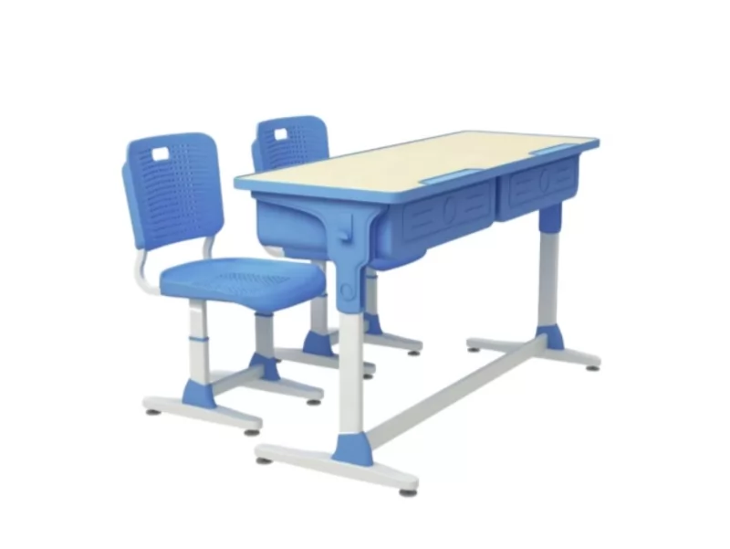 High Quality Middle School Furniture Adjustable Double School Desk and Chair Set for Classroom Students