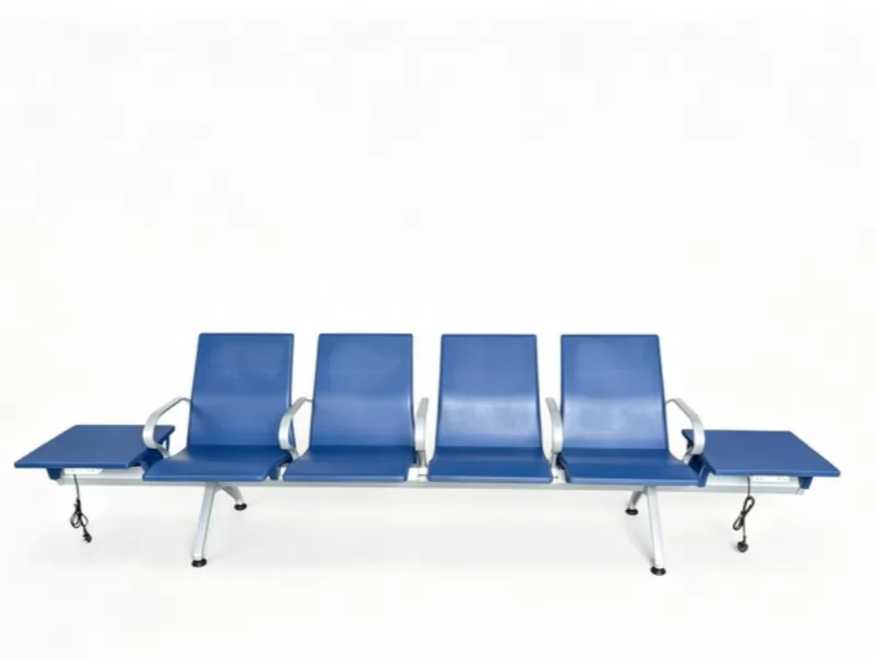 Durable Comfortable 2/3/4/5 Seater PU Airport Bench with Power Outlet Custom Color Optional for Hospital Mall Waiting Area