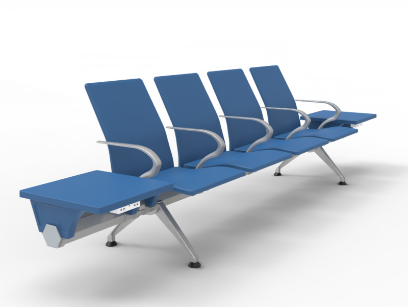 Durable Comfortable 2/3/4/5 Seater PU Airport Bench with Power Outlet Custom Color Optional for Hospital Mall Waiting Area