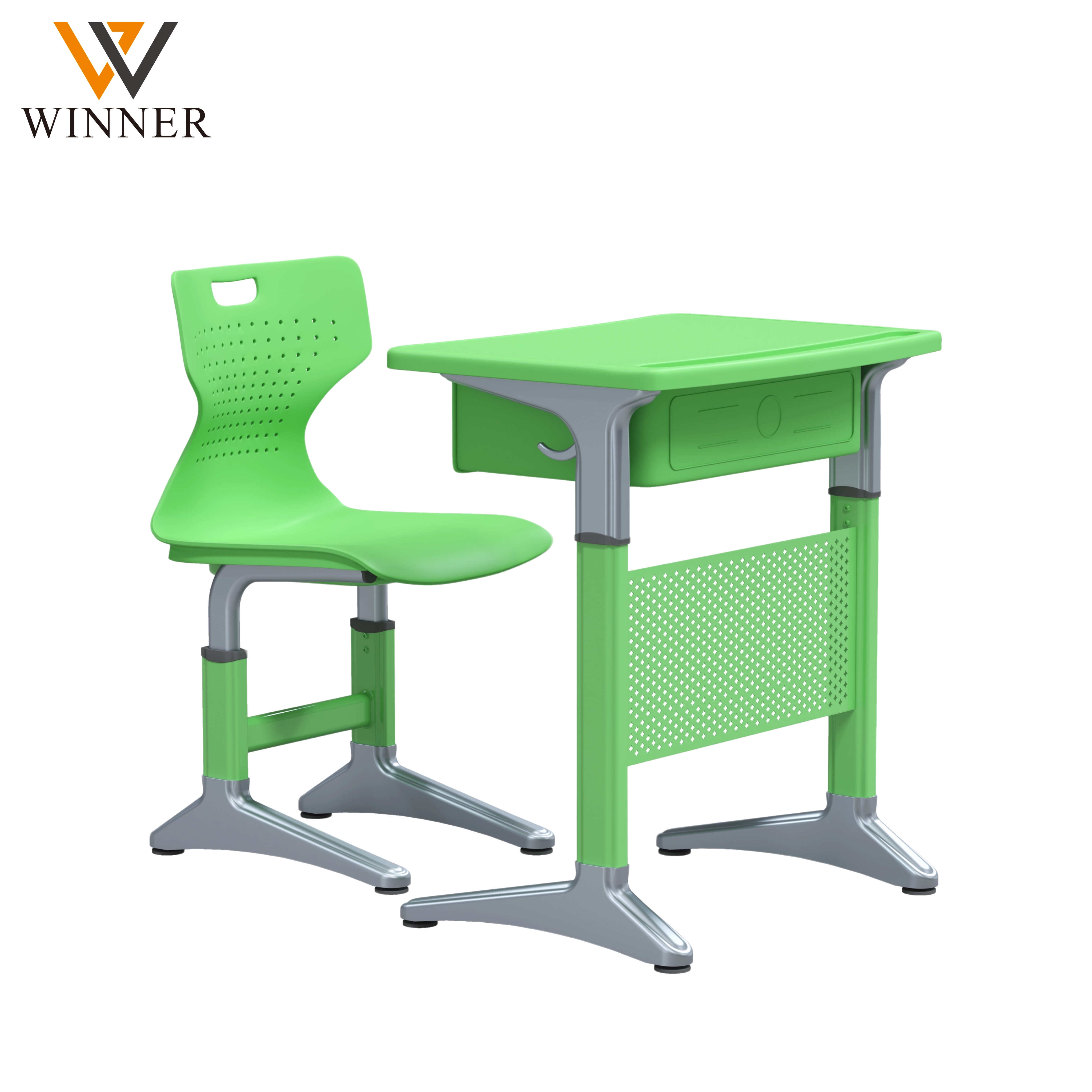 Modern Single Student Desk and Chair with Book Drawer Adjustable Metal Plastic Classroom Middle School Writing Table Furniture
