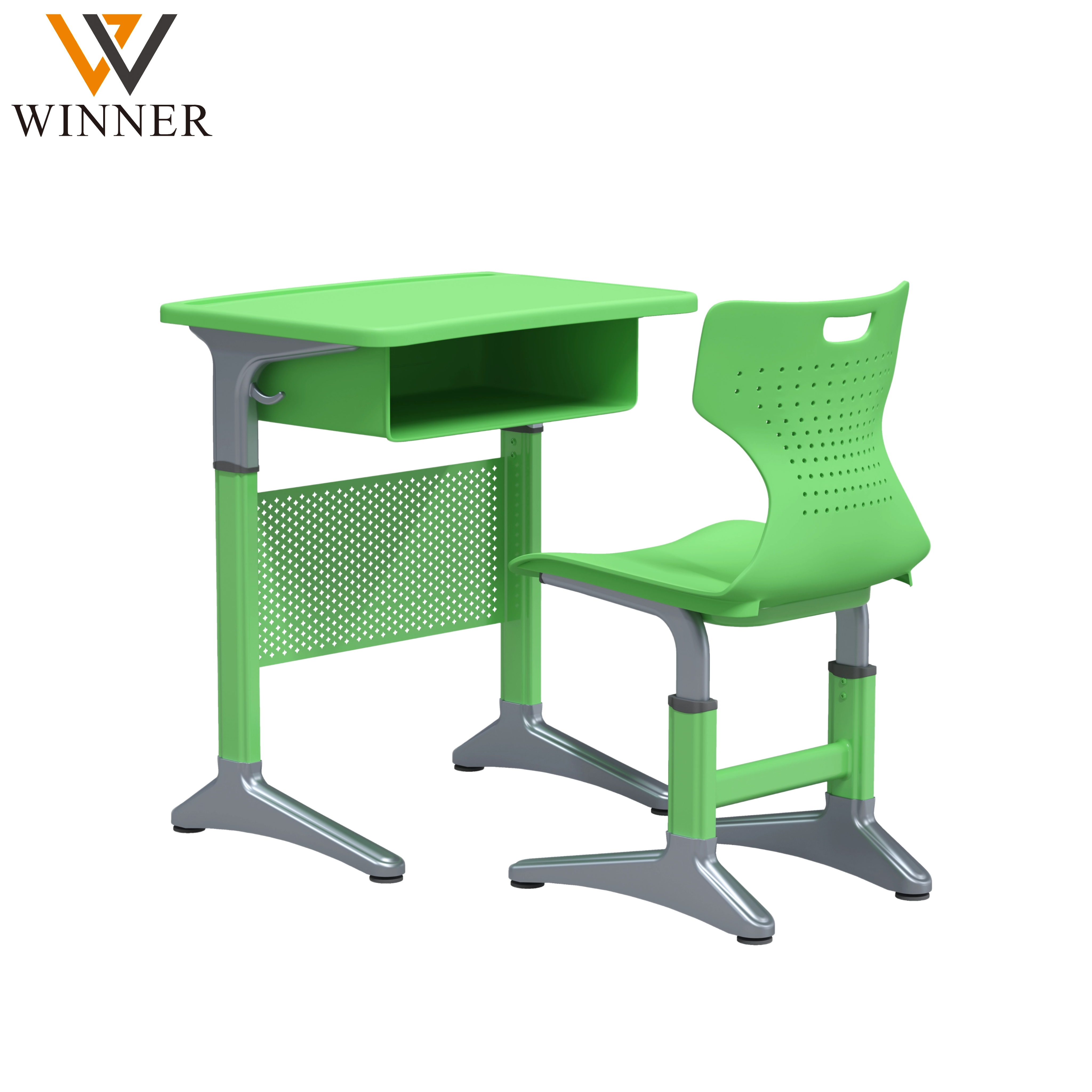 Modern Single Student Desk and Chair with Book Drawer Adjustable Metal Plastic Classroom Middle School Writing Table Furniture