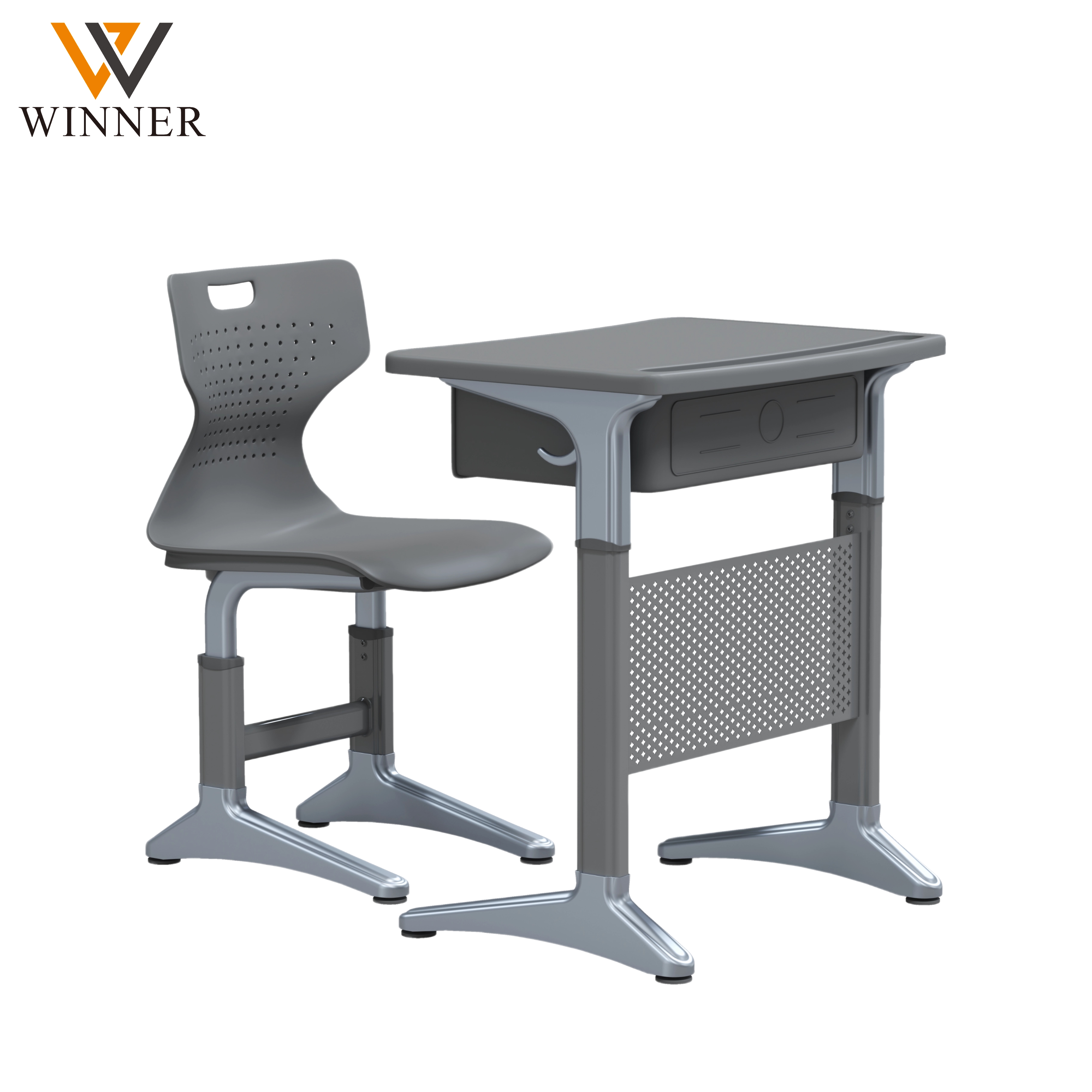 Modern Single Student Desk and Chair with Book Drawer Adjustable Metal Plastic Classroom Middle School Writing Table Furniture
