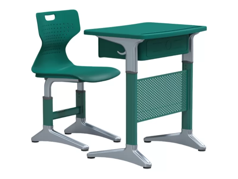 Modern Single Student Desk and Chair with Book Drawer Adjustable Metal Plastic Classroom Middle School Writing Table Furniture