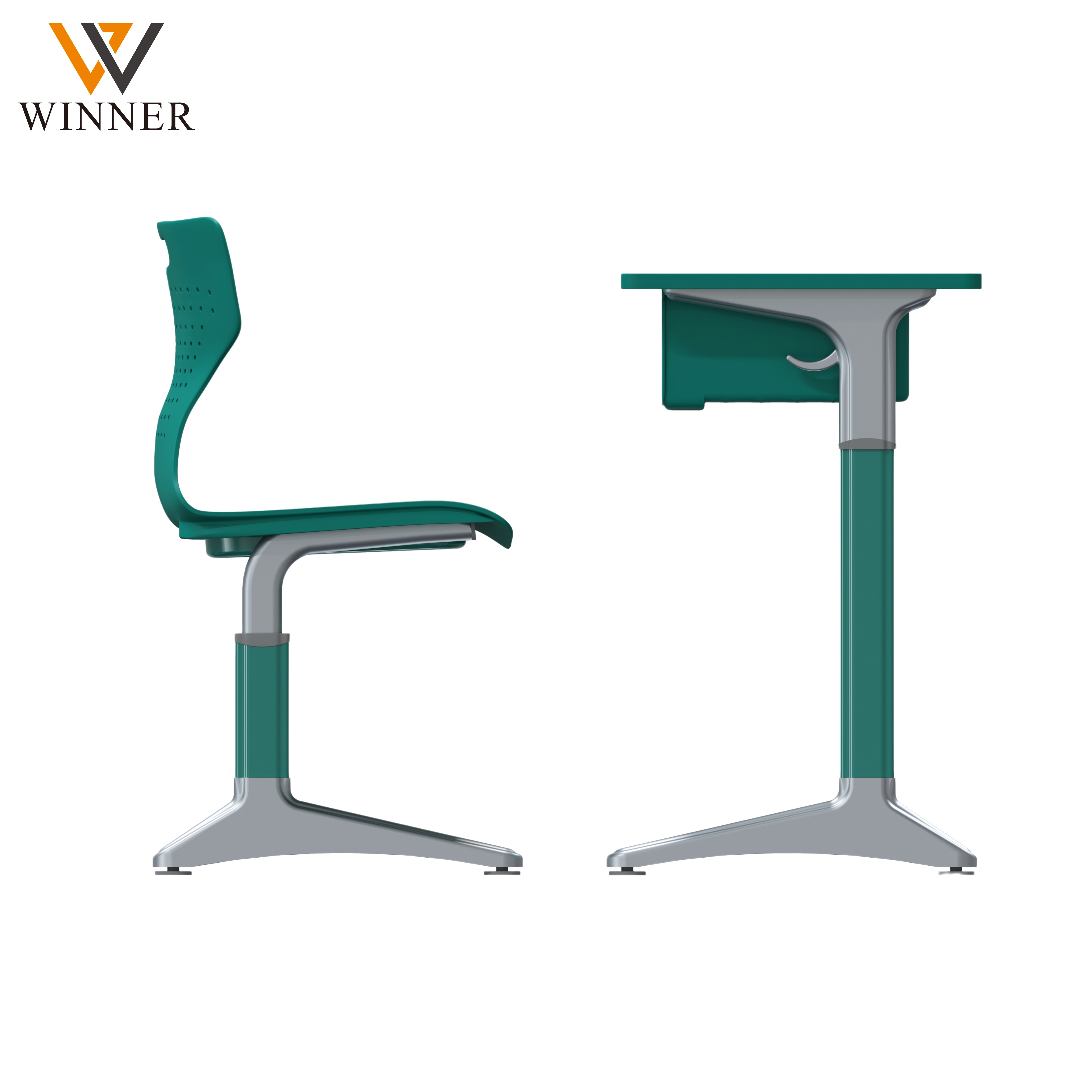 Wholesale New Design Ergonomic School Furniture Plastic Double School Desk and Chair Classroom Adjustable Height for Teenagers