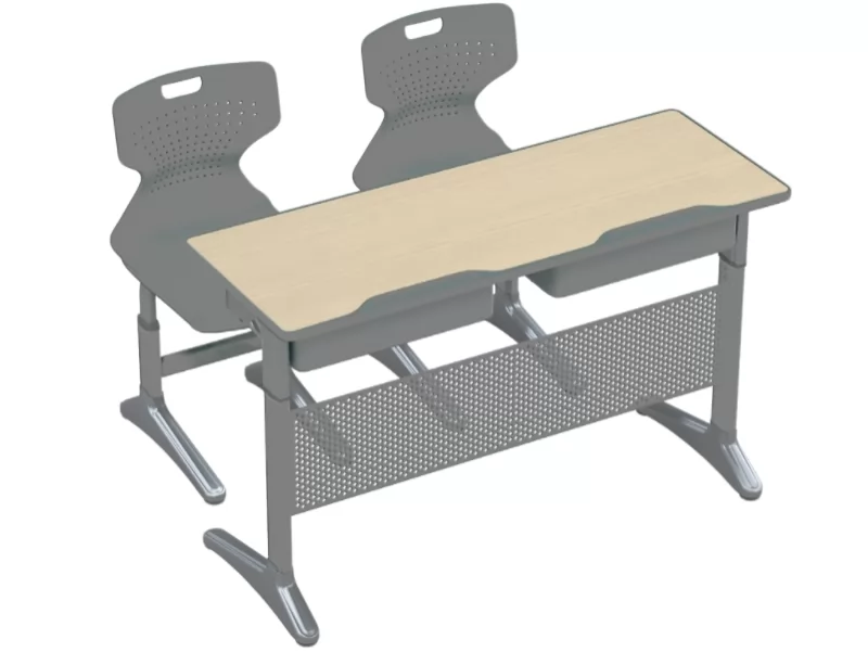 Wholesale New Design Ergonomic School Furniture Plastic Double School Desk and Chair Classroom Adjustable Height for Teenagers