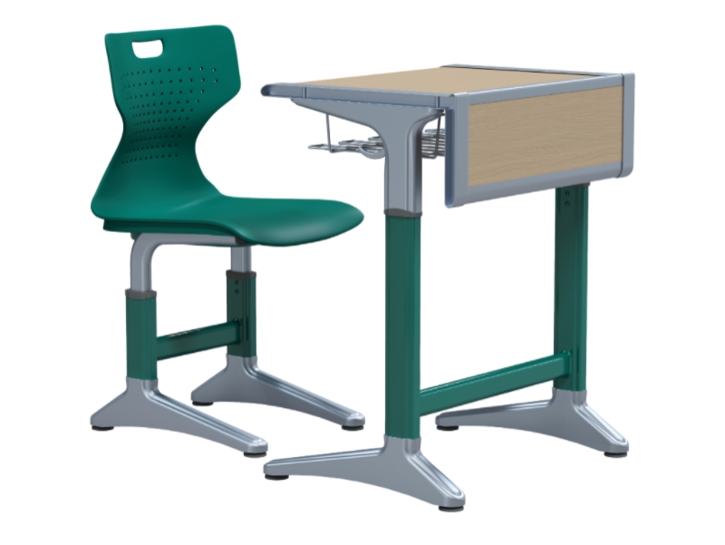 High Quality Modern Plastic Metal School Furniture Classroom Chair Table Height Adjustable Plating Single Desk Chair Set